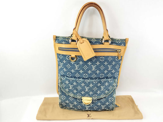 LOUIS VUITTON Monogram Denim LV Tote Bag Flat Shopper M95018 Monogram Denim Handbag