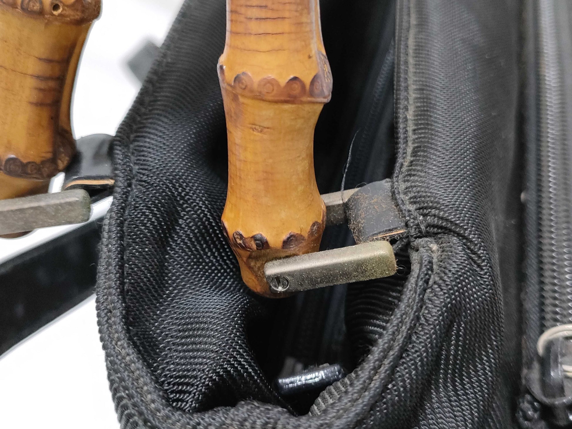 GUCCI Bamboo Shoulder Handbag in Nylon, Black, Z6391