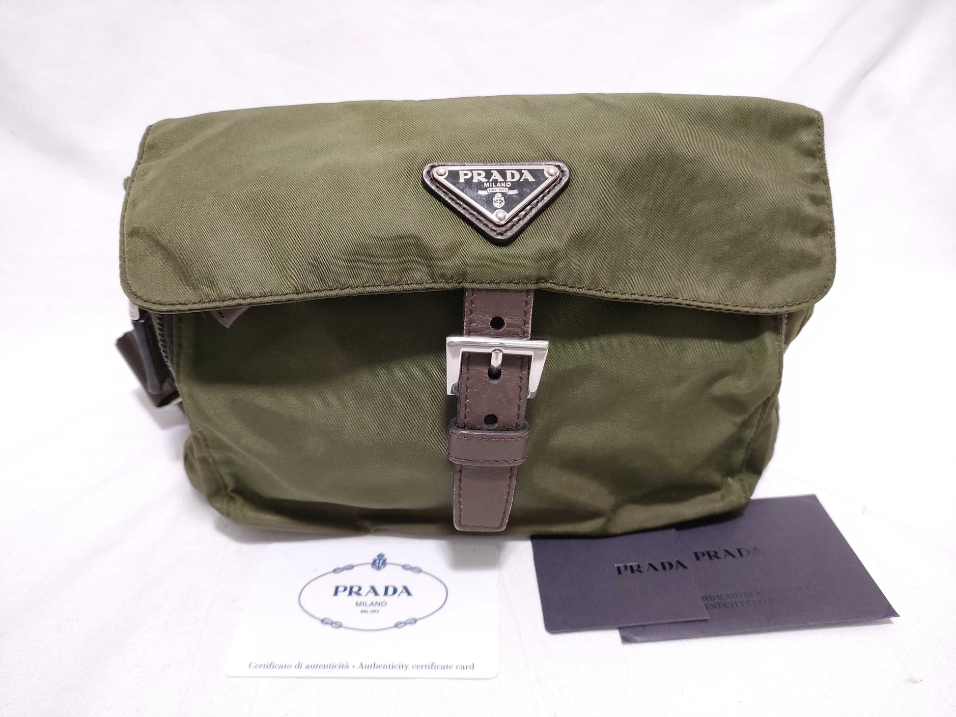 PRADA Nylon Shoulder Bag, Green, Z6398