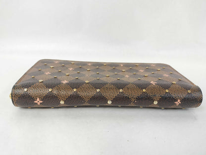 LOUIS VUITTON Damier Zippy Wallet with Studs, Flowers, and Rose Ballerine N60473, IC Activated