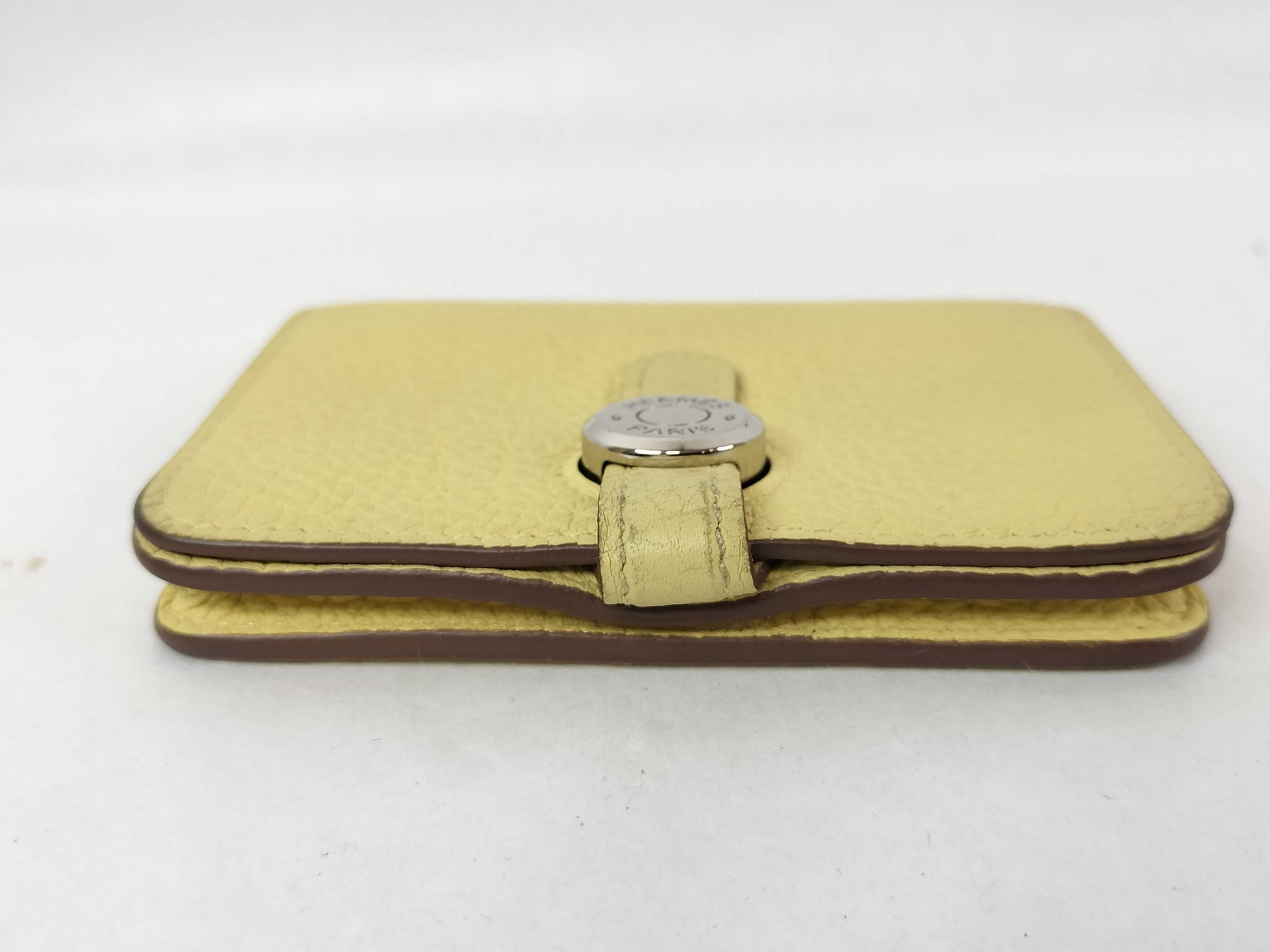 HERMES Dogon Togo Yellow Card Case, Engraved B, Card Case, Pass Case, Business Card Case