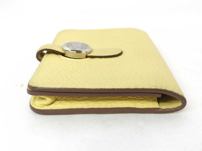 HERMES Dogon Togo Yellow Card Case, Engraved B, Card Case, Pass Case, Business Card Case