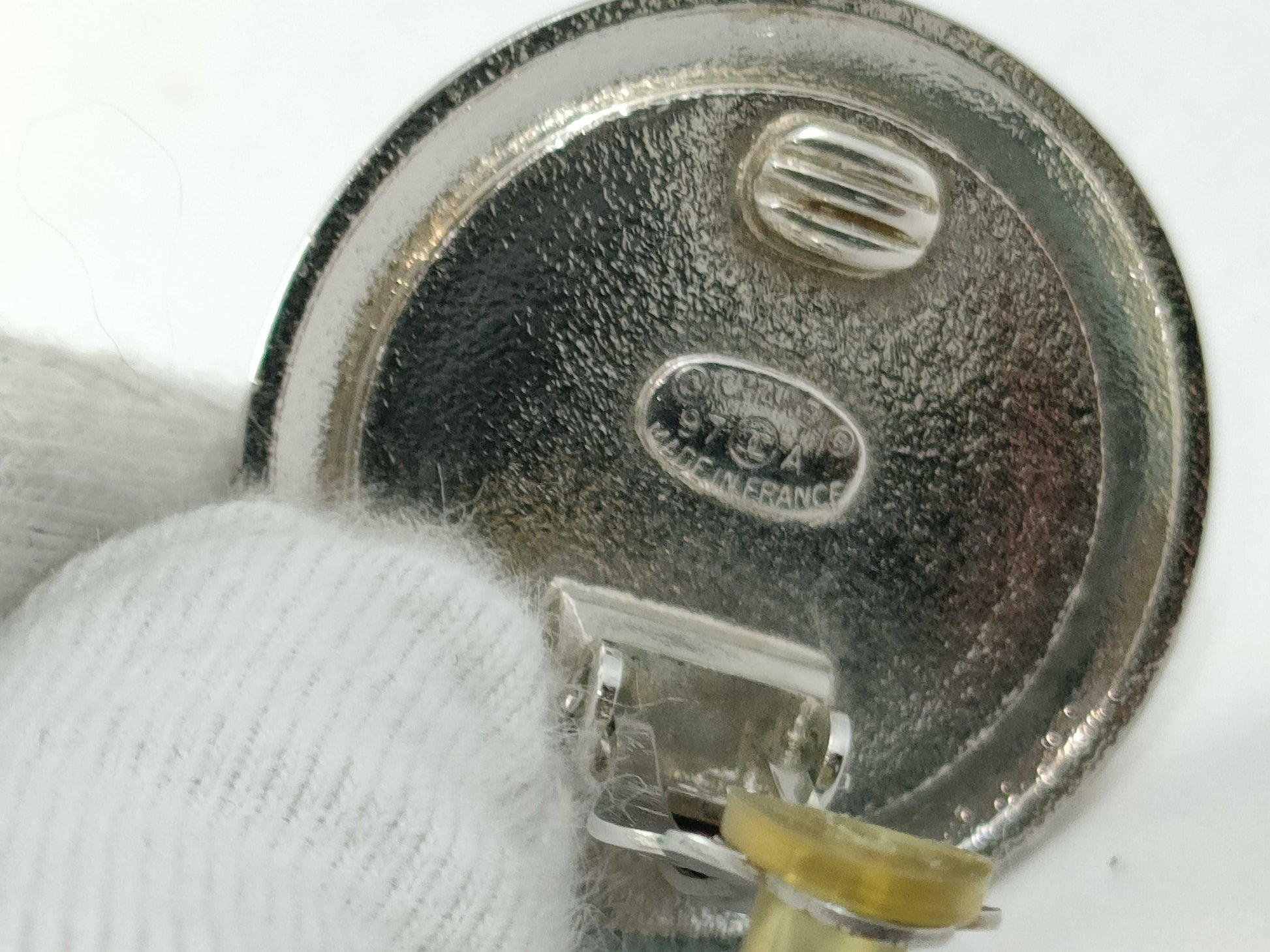 CHANEL Coco Mark Round Earrings Silver 97A Earrings