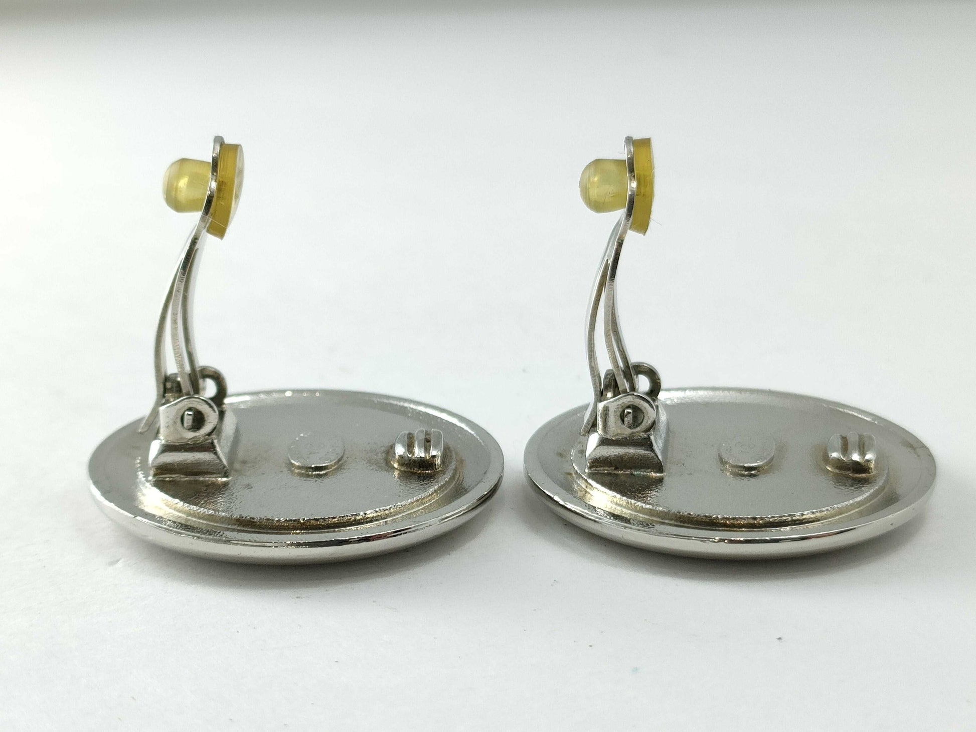 CHANEL Coco Mark Round Earrings Silver 97A Earrings