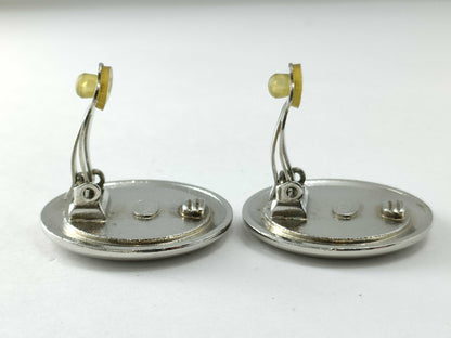 CHANEL Coco Mark Round Earrings Silver 97A Earrings