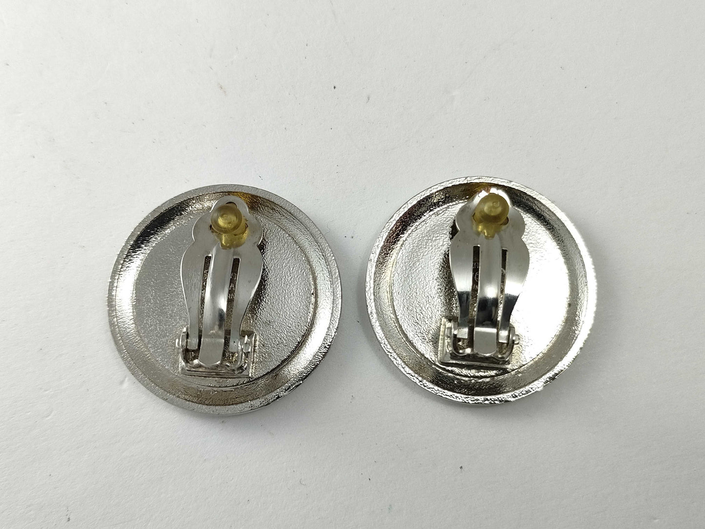 CHANEL Coco Mark Round Earrings Silver 97A Earrings