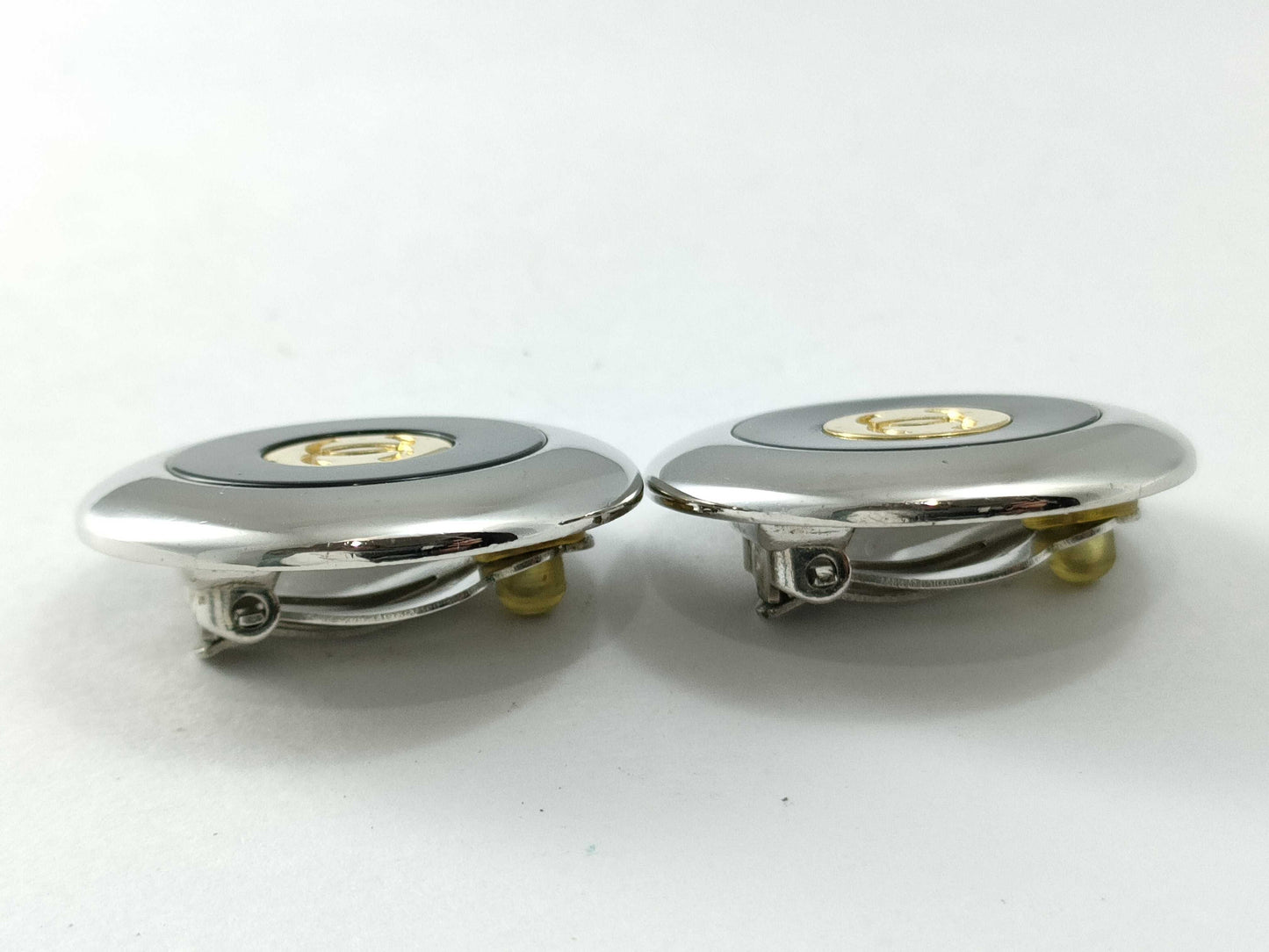 CHANEL Coco Mark Round Earrings Silver 97A Earrings