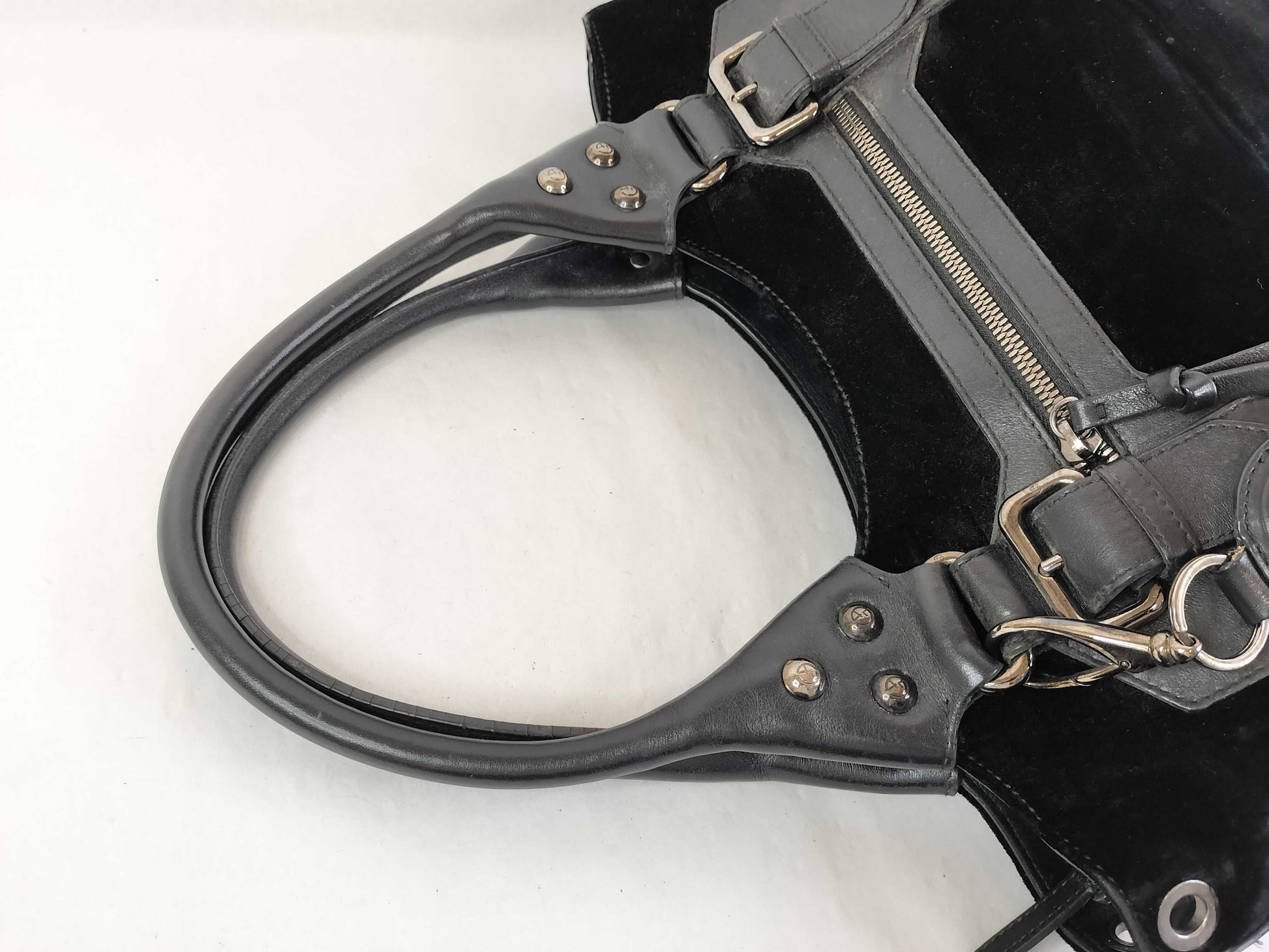 ARMANI GIORGIO ARMANI Giorgio Armani Mini Boston Bag, Velvet, Black, Handbag