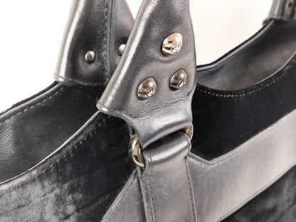 ARMANI GIORGIO ARMANI Giorgio Armani Mini Boston Bag, Velvet, Black, Handbag