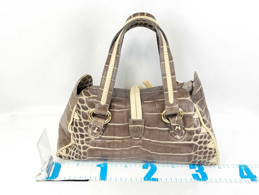 ARMANI GIORGIO ARMANI Giorgio Armani Mini Boston Bag Embossed Fringe Handbag