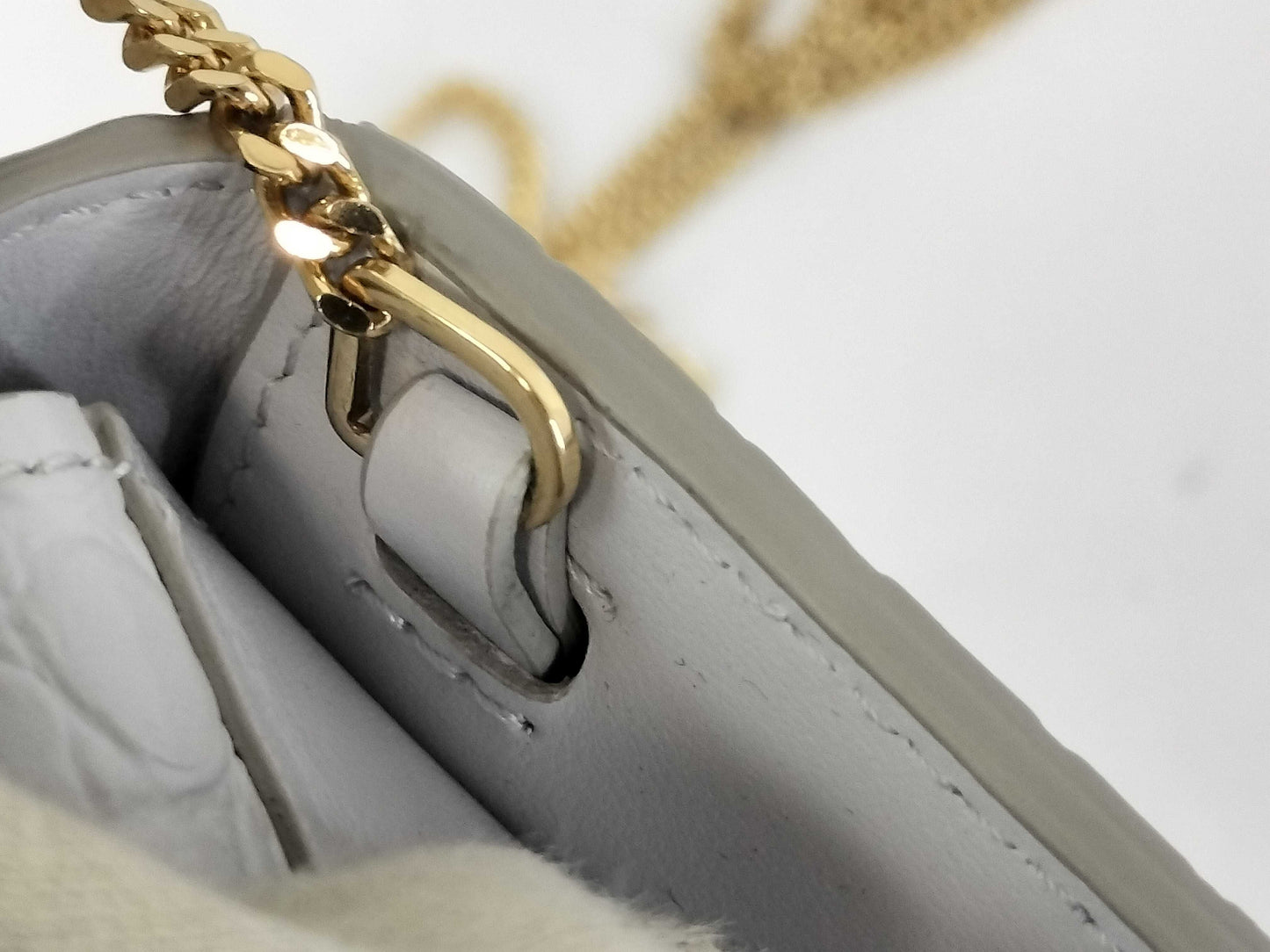 BURBERRY Burberry Chain Shoulder Wallet with Crocodile Embossing and Dust Bag