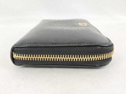 Salvatore Ferragamo Salvatore Ferragamo Round Zip Wallet Black Leather Gancini Wallet