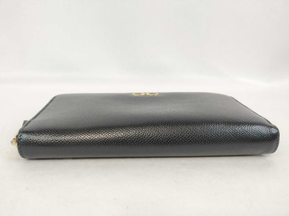 Salvatore Ferragamo Salvatore Ferragamo Round Zip Wallet Black Leather Gancini Wallet