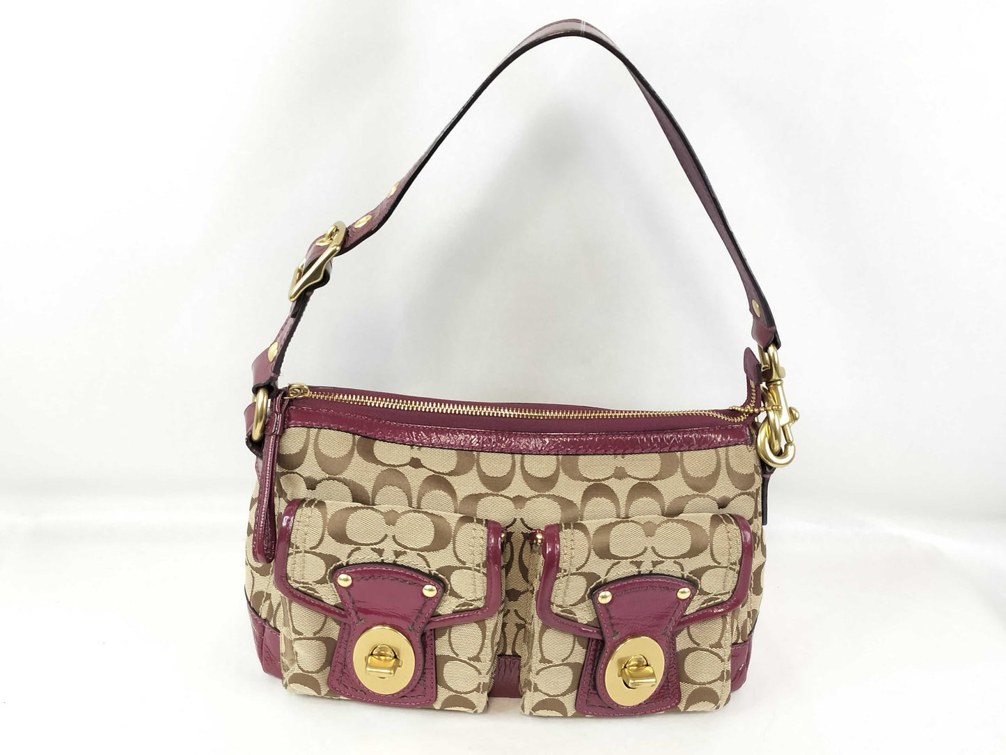 COACH Signature COACH Legacy Turnlock Signature Shoulder Bag F12869 Shoulder Bag