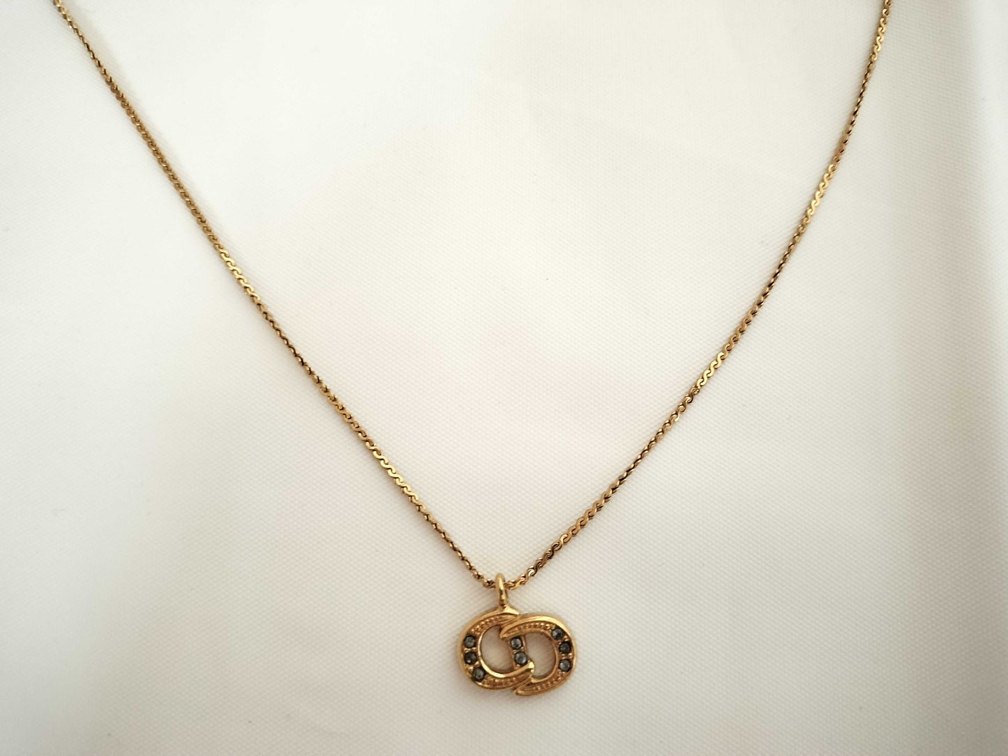 Dior CD logo rhinestone necklace