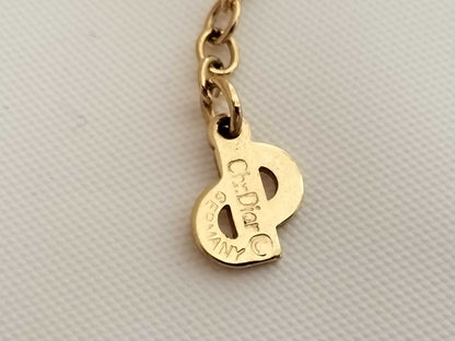 Dior CD logo rhinestone gold necklace