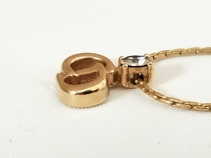 Dior CD logo rhinestone gold necklace