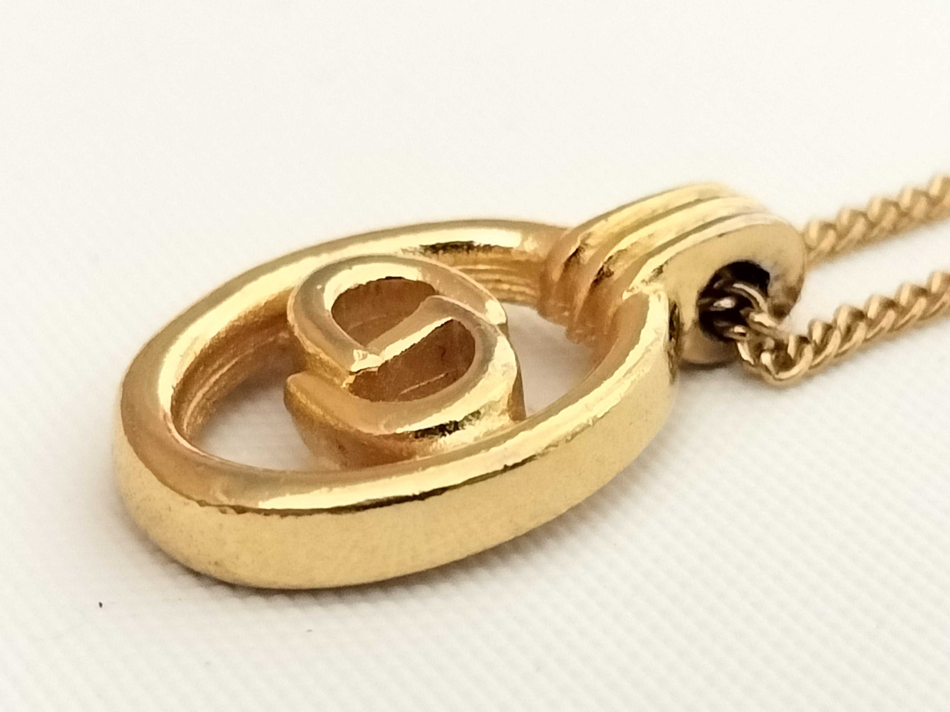 Dior CD logo circle logo gold necklace