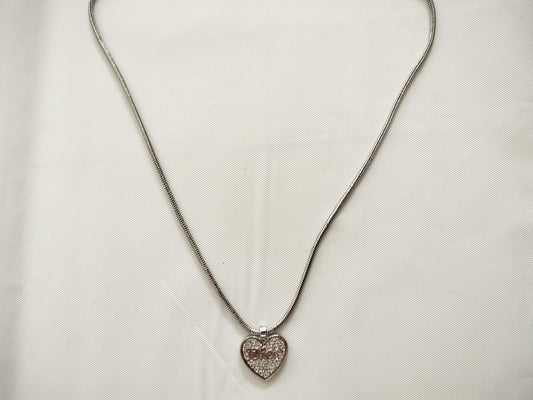 Dior Dior Heart Logo Silver Color Necklace Necklace Necklace