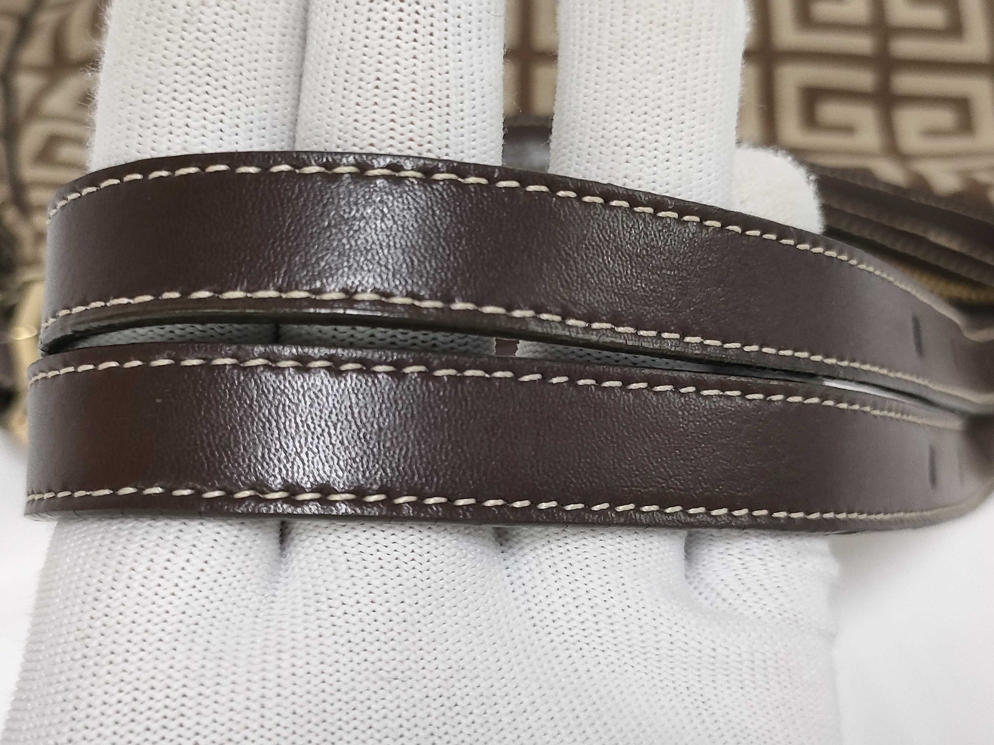 GIVENCHY Canvas Logo Print Double Strap Fringe Shoulder Bag