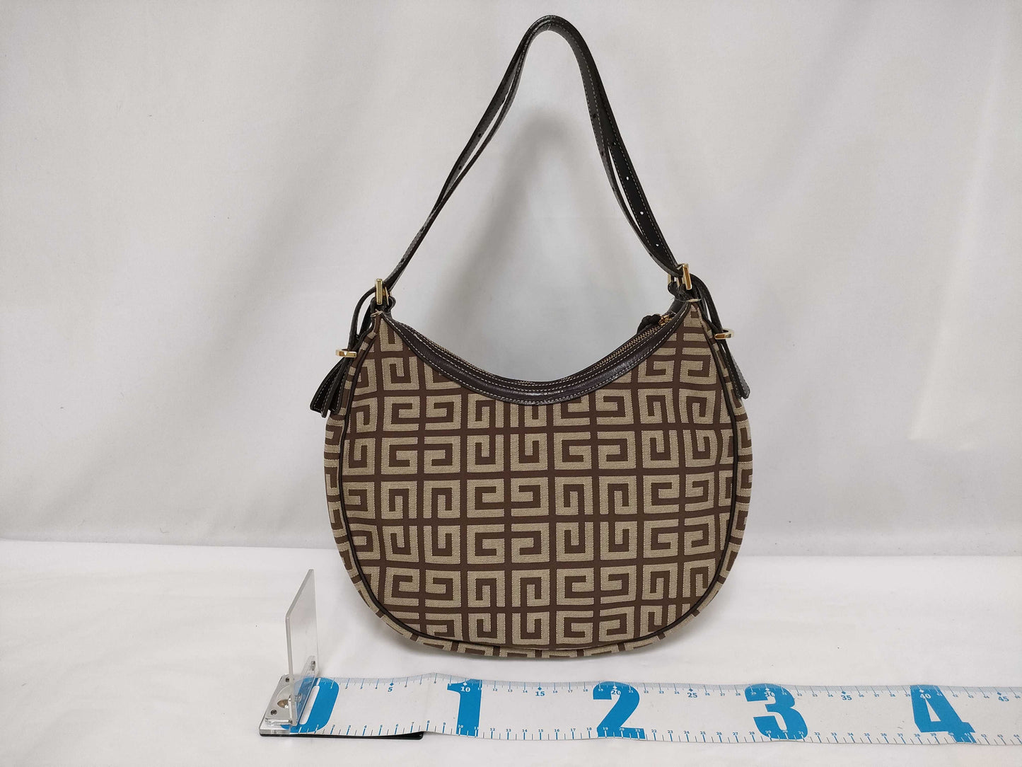 GIVENCHY Canvas Logo Print Double Strap Fringe Shoulder Bag