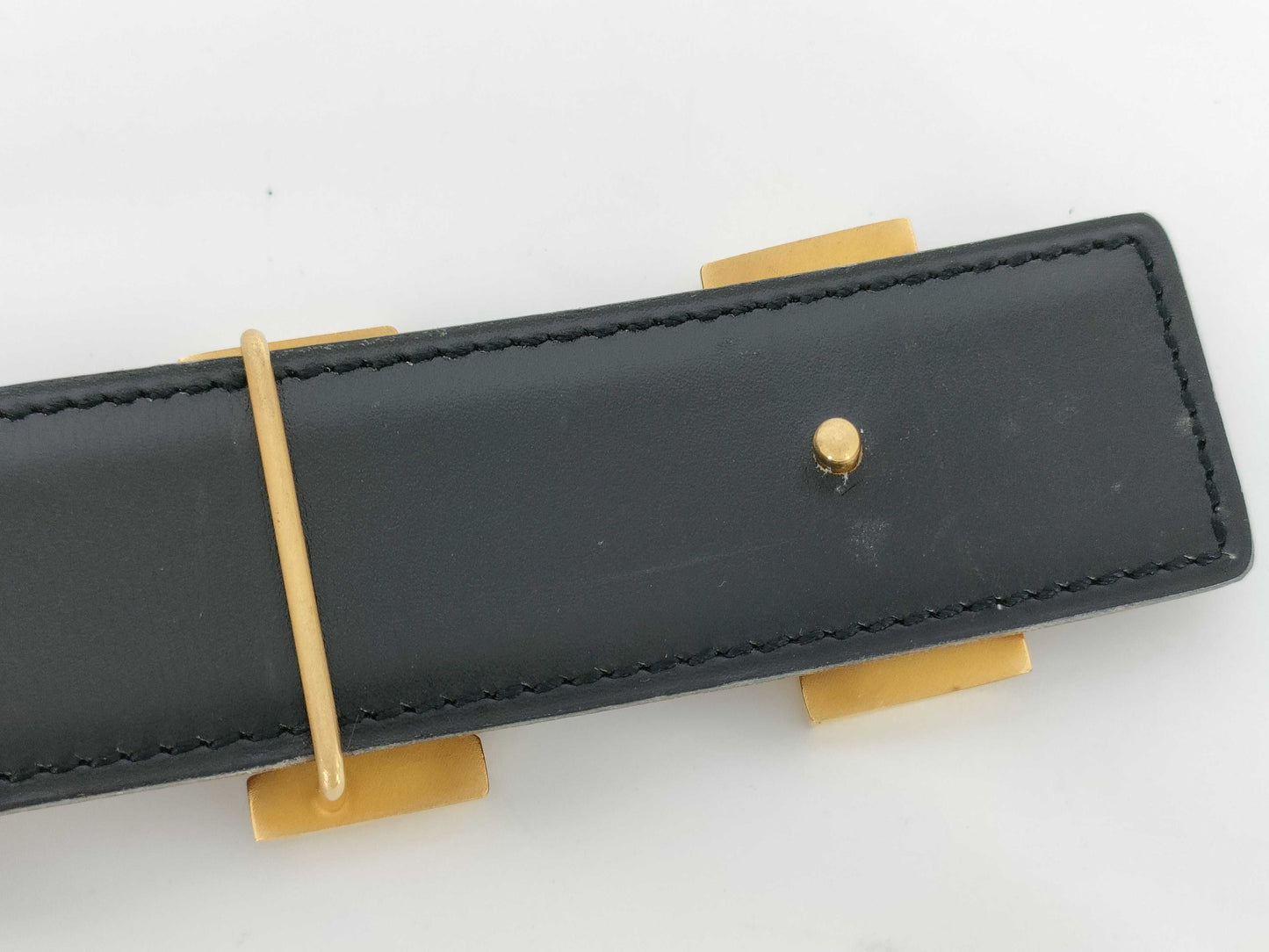 HERMES Constance H-buckle leather belt with 〇Y markings, black and brown.