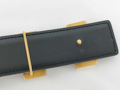 HERMES Constance H-buckle leather belt with 〇Y markings, black and brown.