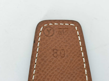 HERMES Constance H-buckle leather belt with 〇Y markings, black and brown.