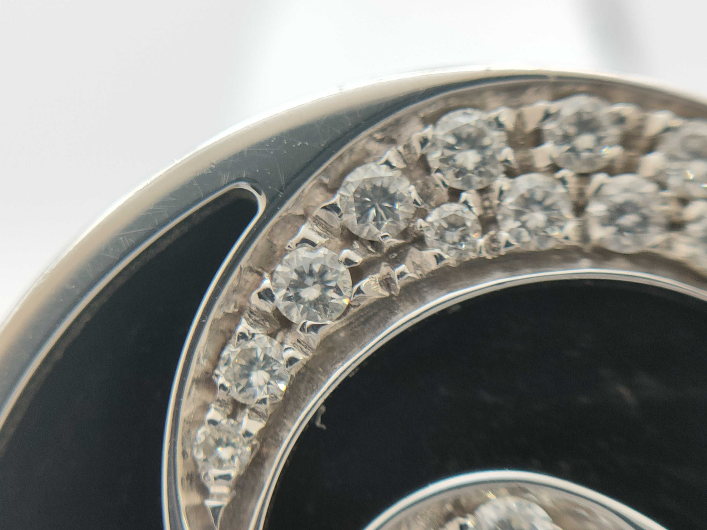 BVLGARI Optical Onyx and Diamond Ring, 750 White Gold/Stainless Steel, 23.9g 