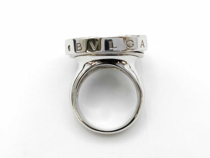 BVLGARI Optical Onyx and Diamond Ring, 750 White Gold/Stainless Steel, 23.9g 