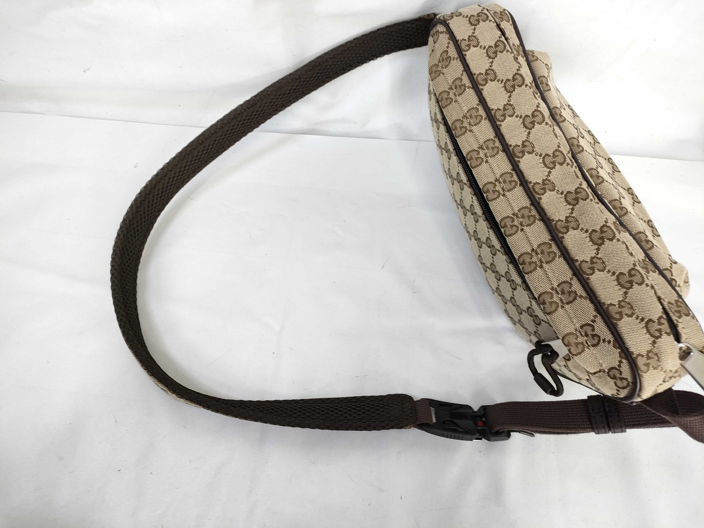 GUCCI GG Canvas Large Sling Bag with Embossed Logo, Waist Bag, 802096, Shoulder Bag