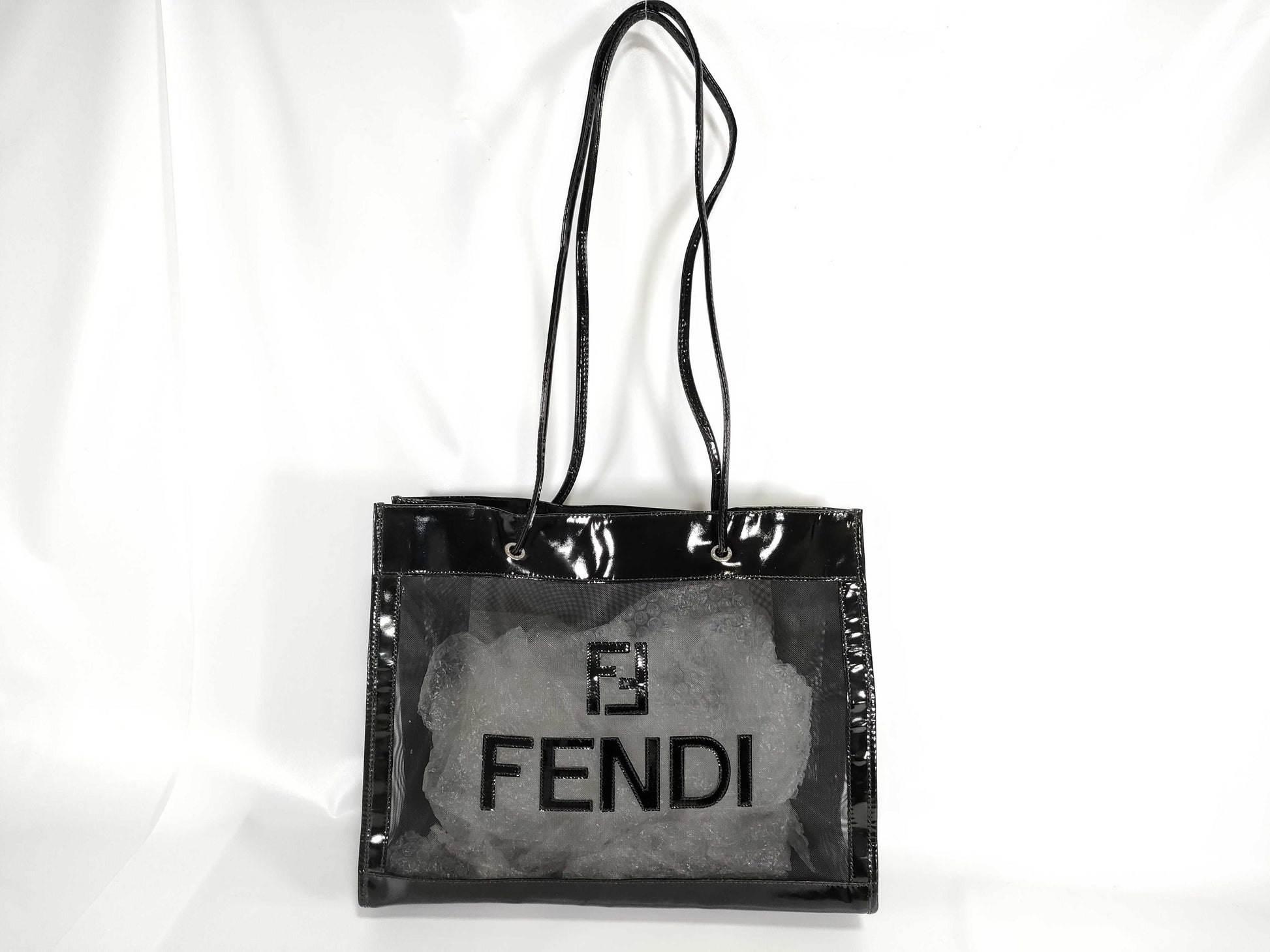 FENDI Mesh Tote Bag Black Tote Bag