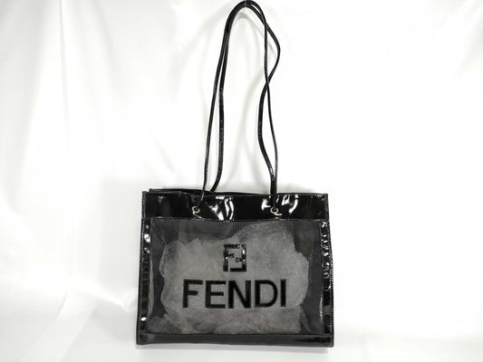 FENDI Mesh Tote Bag Black Tote Bag