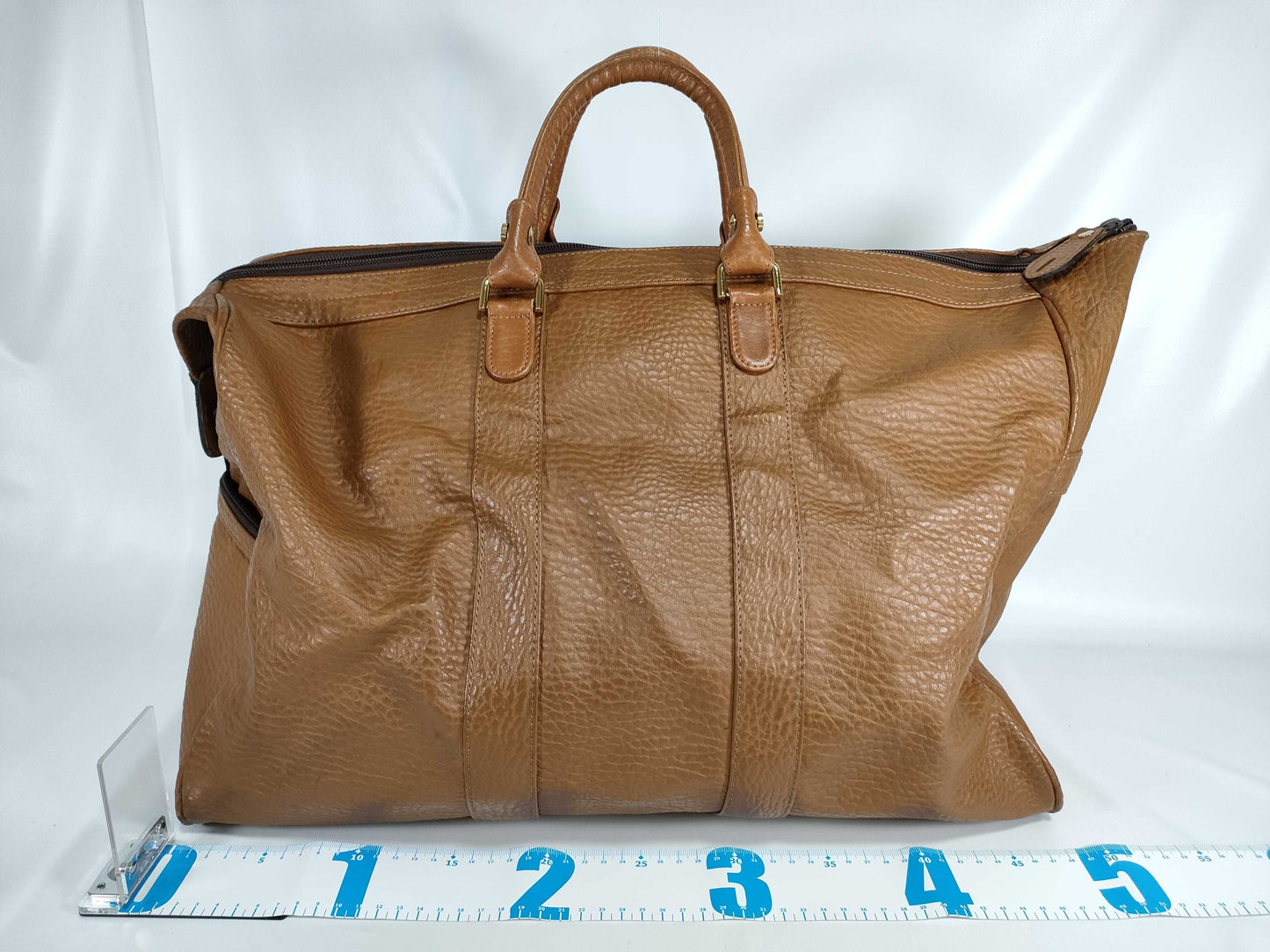 Burberrys Nova Check Boston Bag in Brown Leather