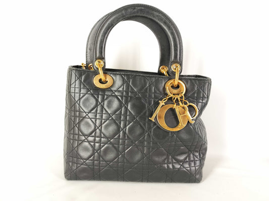 Dior Lady Dior Lambskin 2-way Black Handbag