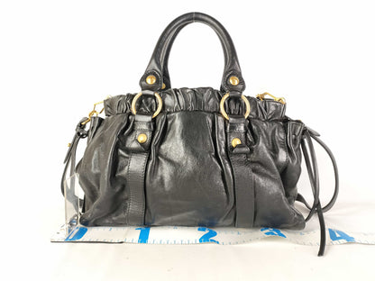Miu Miu 2-Way Vitello Luxe Black Shoulder Handbag