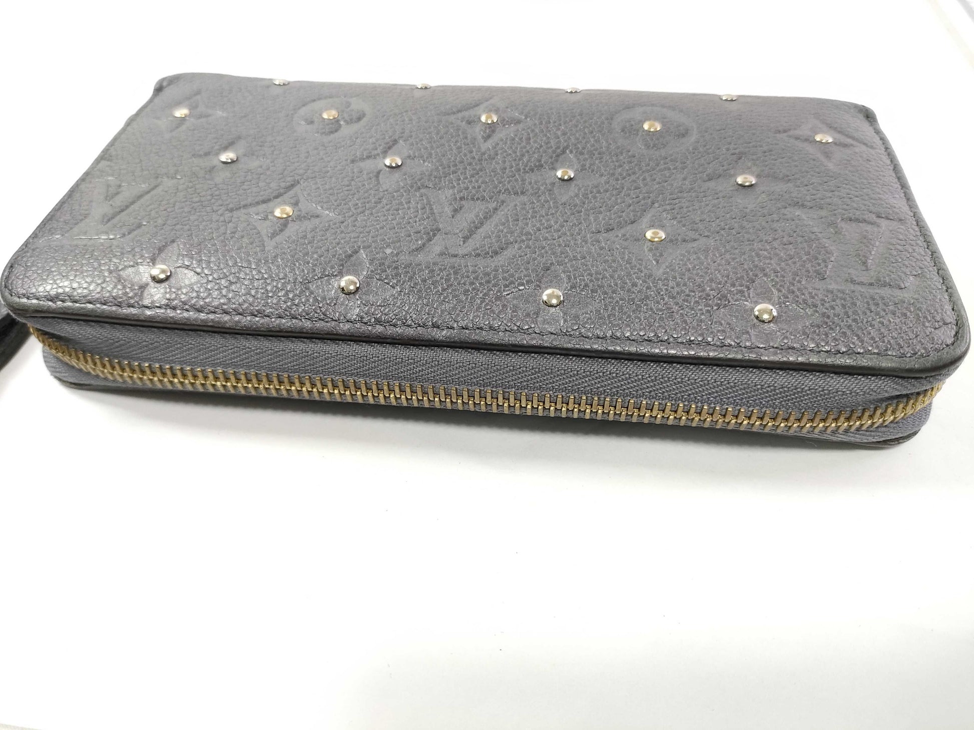LOUIS VUITTON Monogram Empreinte Studded Zippy Wallet Long Wallet in Gris Silver M62209 Limited Edition