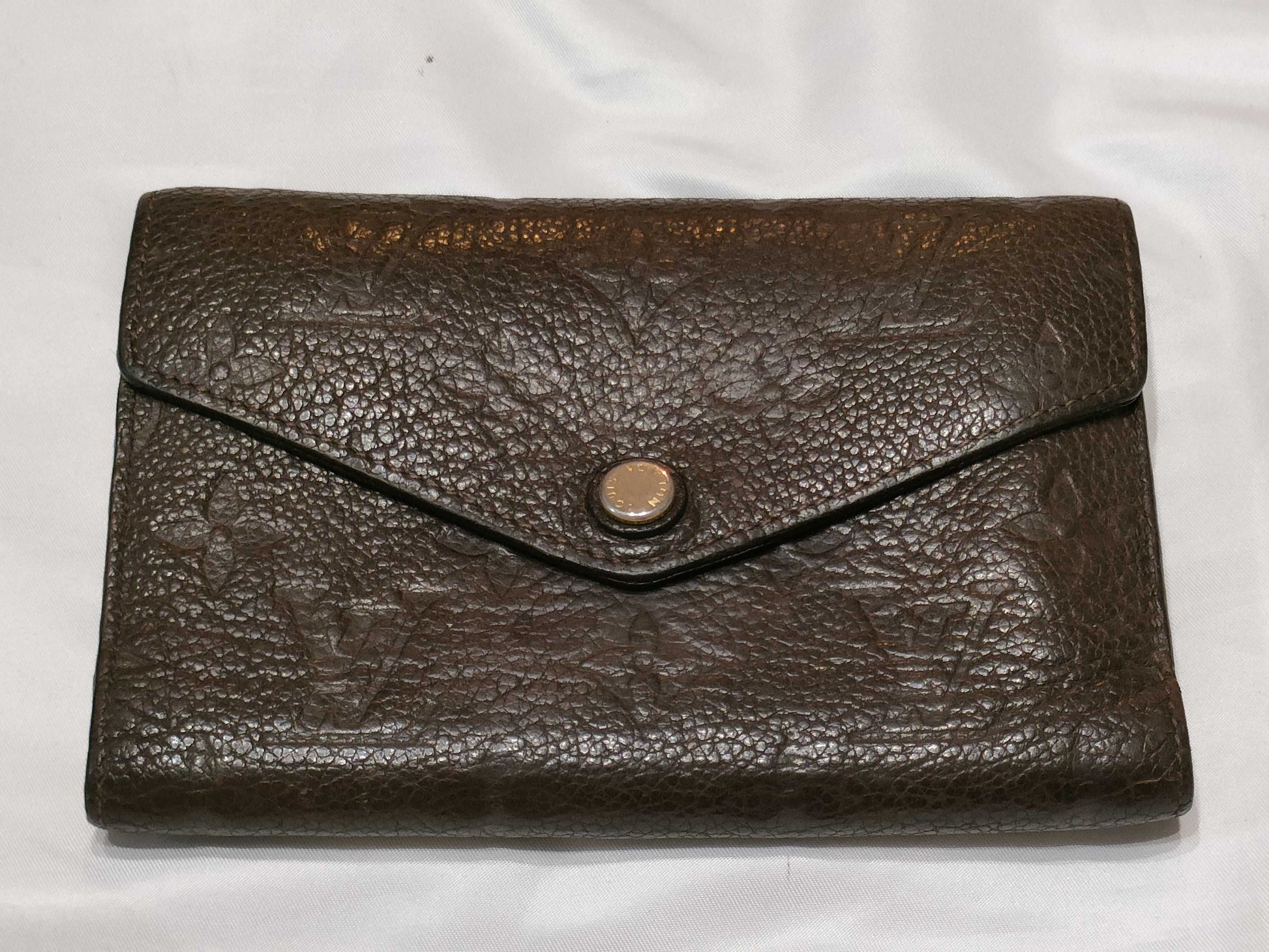 LOUIS VUITTON Monogram Empreinte Curie's Compact Brown Folding Wallet M60543