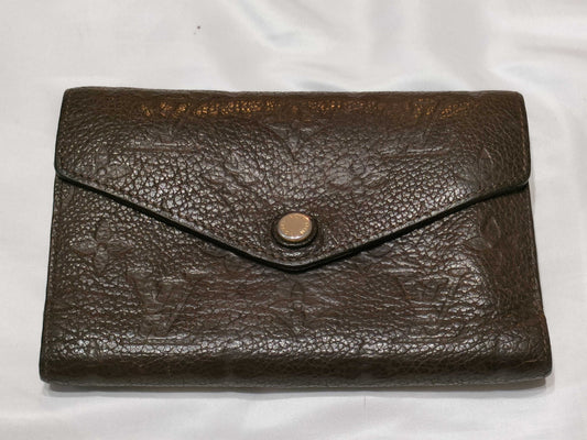 LOUIS VUITTON Monogram Empreinte Curie's Compact Brown Folding Wallet M60543