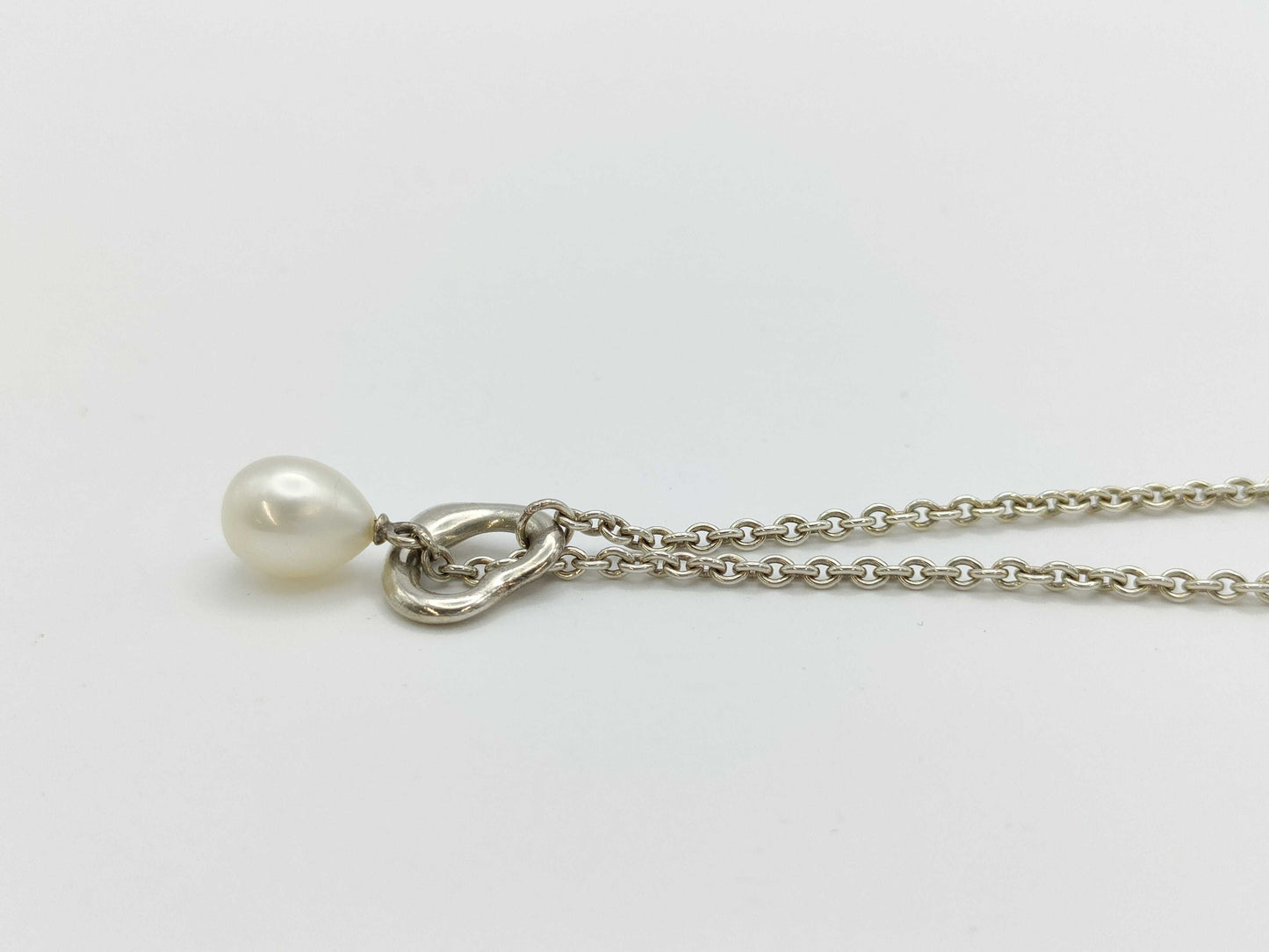 Tiffany & Co. Open Heart Lariat Pearl Necklace in 925, 5.8g 