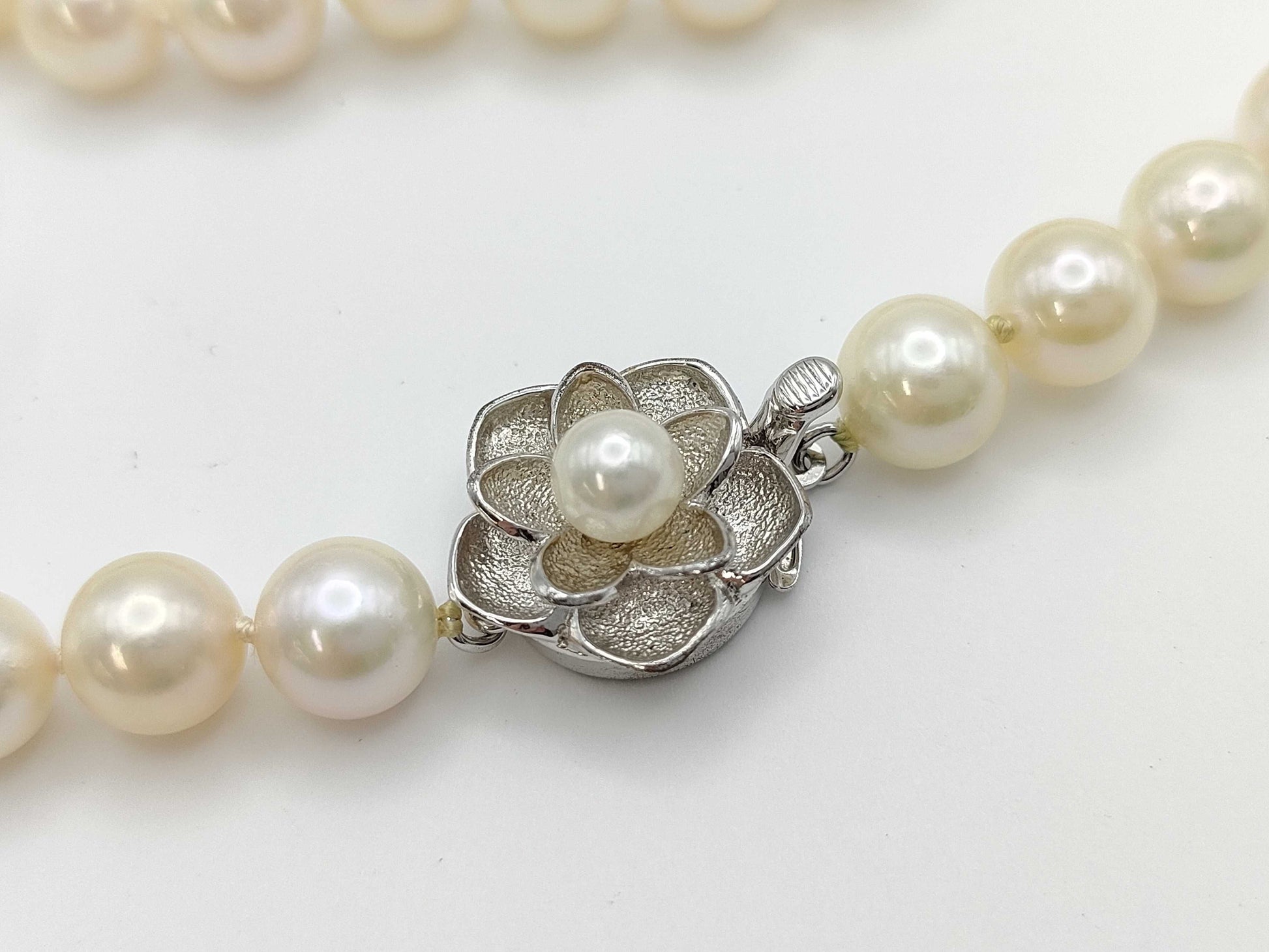 Pearl Necklace, Diameter: Approx. 8.1-8.3mm, Sterling Silver, 43.6g 