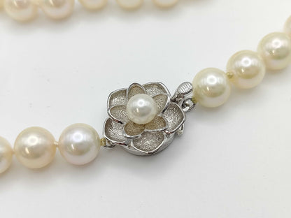 Pearl Necklace, Diameter: Approx. 8.1-8.3mm, Sterling Silver, 43.6g 