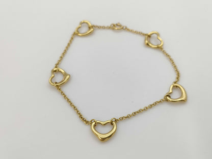 Tiffany & Co. Open Heart 5P Yellow Gold 750 5.5g Bracelet/Bangle 