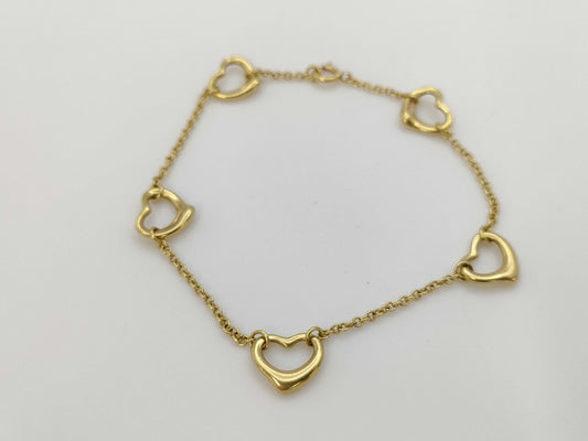 Tiffany & Co. Open Heart 5P Yellow Gold 750 5.5g Bracelet/Bangle 