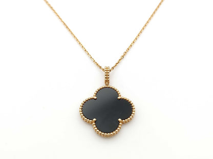 Van Cleef & Arpels Magic Alhambra Onyx Necklace in Yellow Gold and Au750, 16.2g 