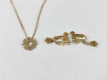 NINA RICCI Rhinestone Necklace and Courreges Earring Set Necklace