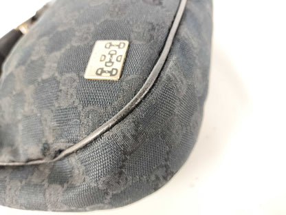 GUCCI GUCCI 145811 GG Canvas One-Shoulder Black Shoulder Bag