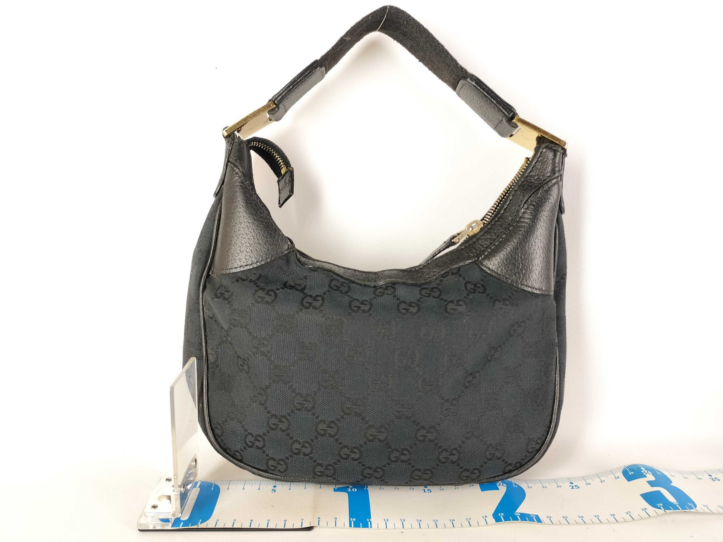 GUCCI GUCCI 145811 GG Canvas One-Shoulder Black Shoulder Bag