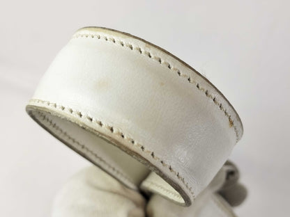 CELINE Shoulder Bag with Carriage Hardware, White Leather Shoulder Bag