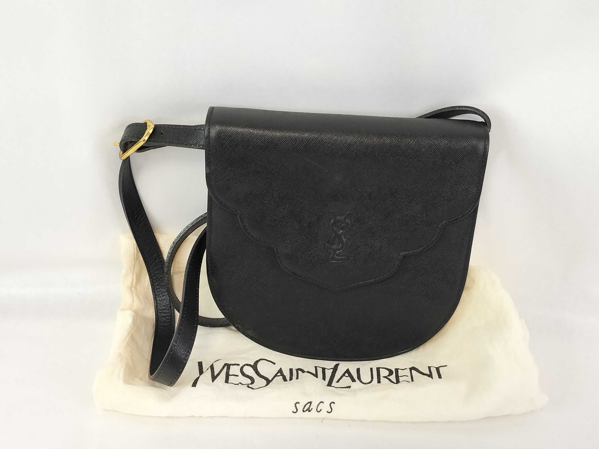 Yves Saint Laurent Black Leather Shoulder Bag YSL Shoulder Bag